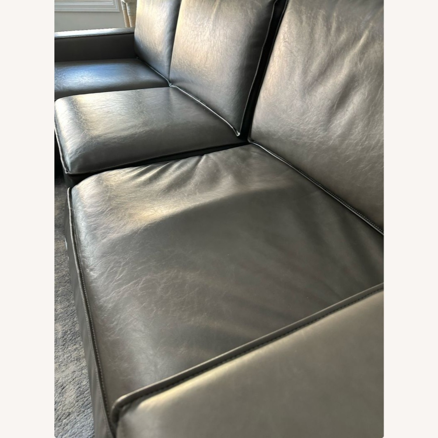 West Elm Axel Gray Leather Reclining Sectional  - image-1