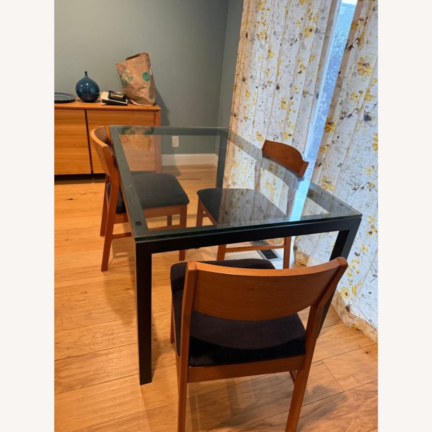 Crate & Barrel Glass Top Parsons Dining Table - image-1