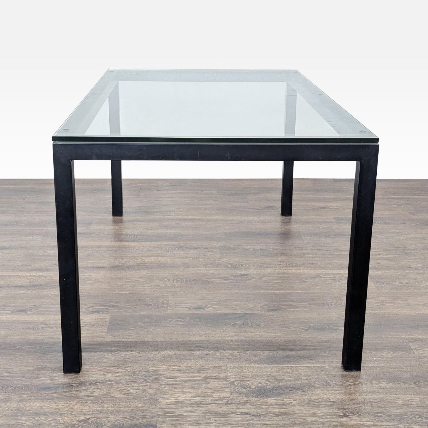 Crate & Barrel Glass Top Parsons Dining Table - image-5