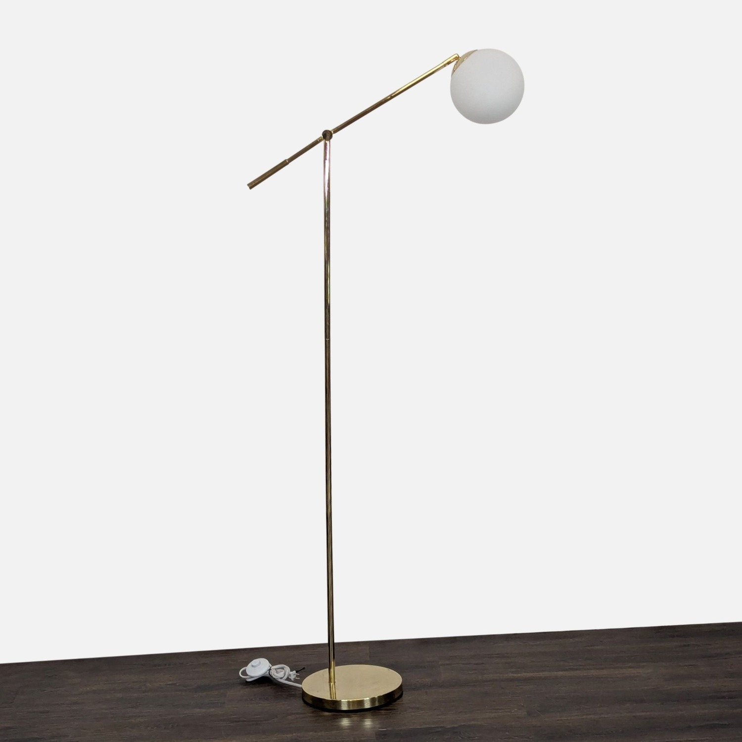 Modern Adjustable Brass Floor Lamp with Globe - image-4