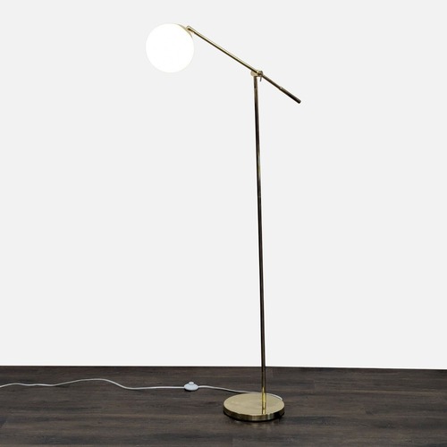 Used Modern Adjustable Brass Floor Lamp with Globe for sale on AptDeco