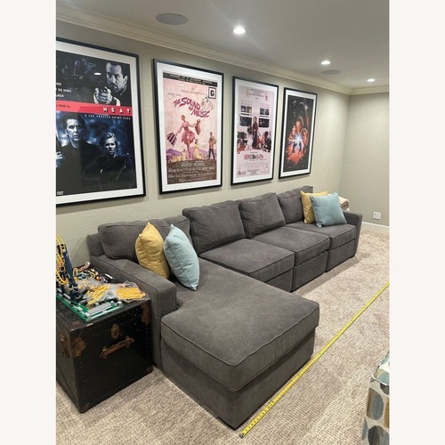 Used Jonathan Louis Gray Fabric Sectional Sofa for sale on AptDeco
