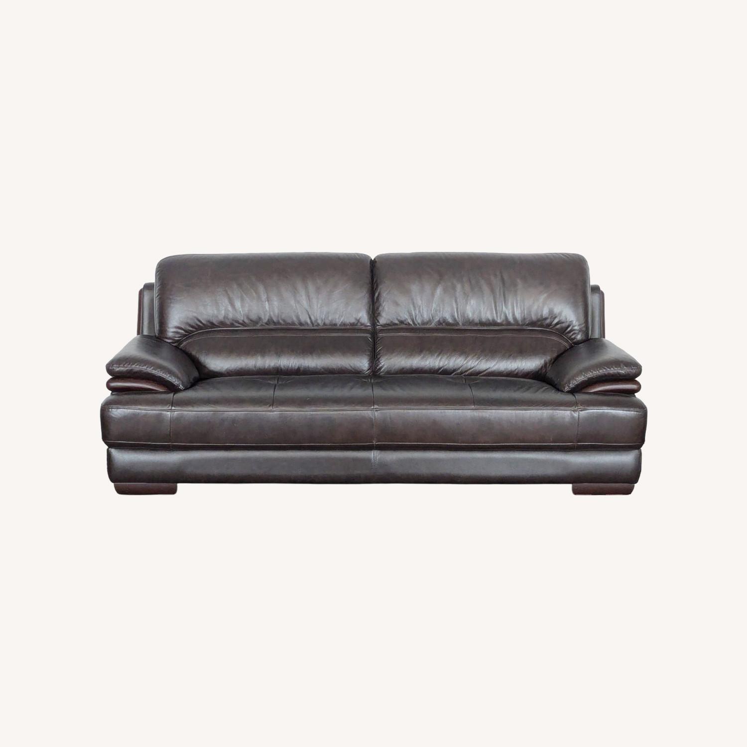 Zuoyou 3-Seat Dark Brown Leather Sofa - image-0