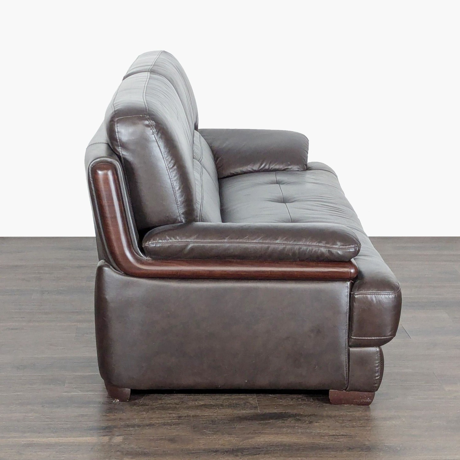 Zuoyou 3-Seat Dark Brown Leather Sofa - image-10