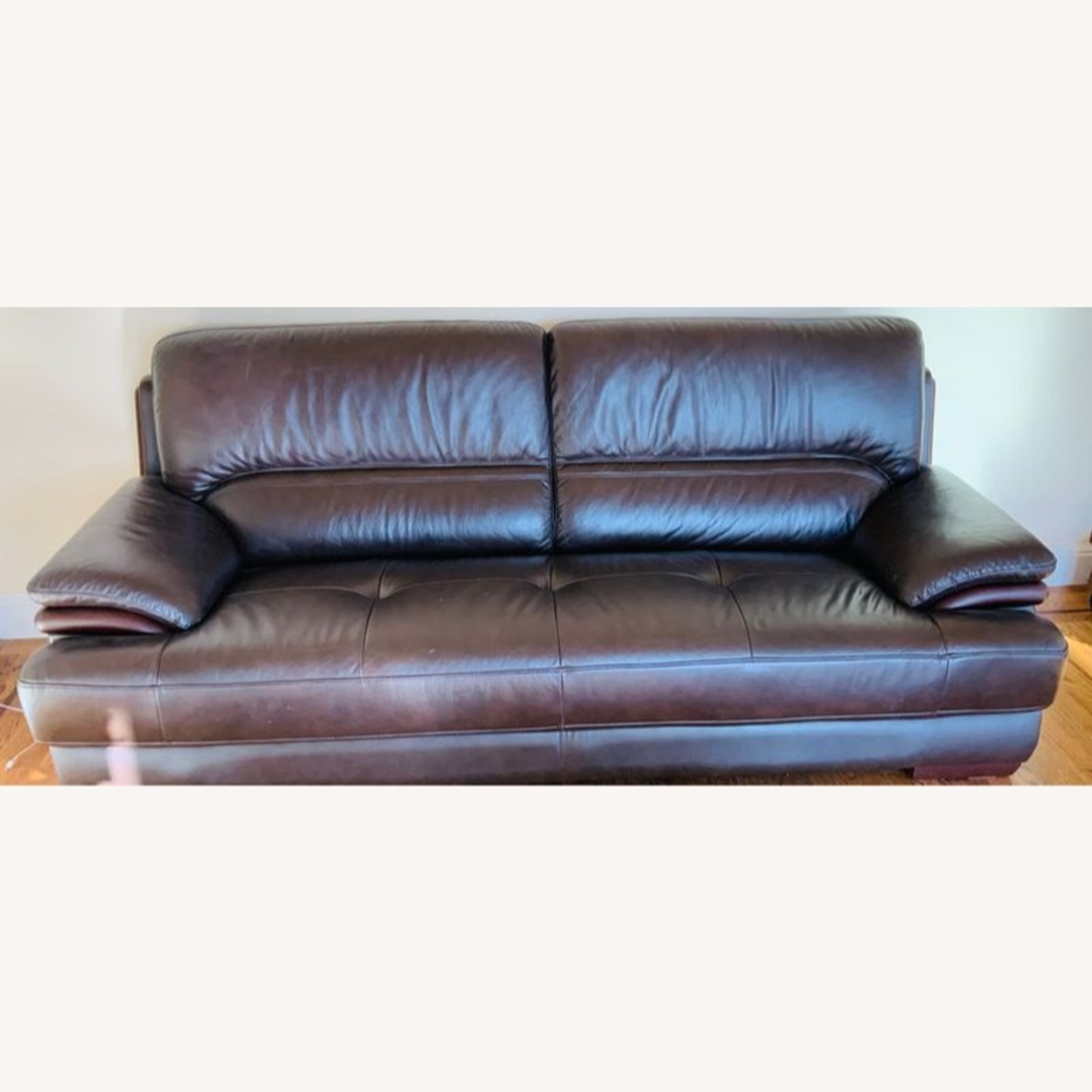 Zuoyou 3-Seat Dark Brown Leather Sofa - image-1