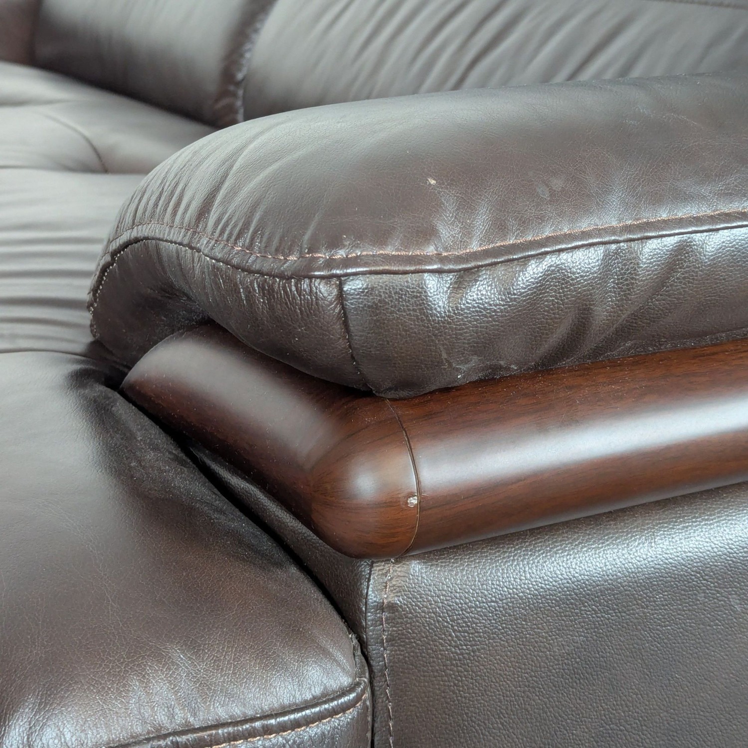 Zuoyou 3-Seat Dark Brown Leather Sofa - image-6