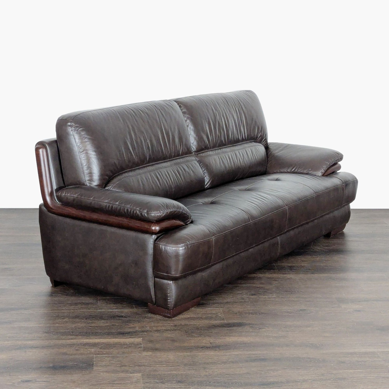 Zuoyou 3-Seat Dark Brown Leather Sofa - image-2