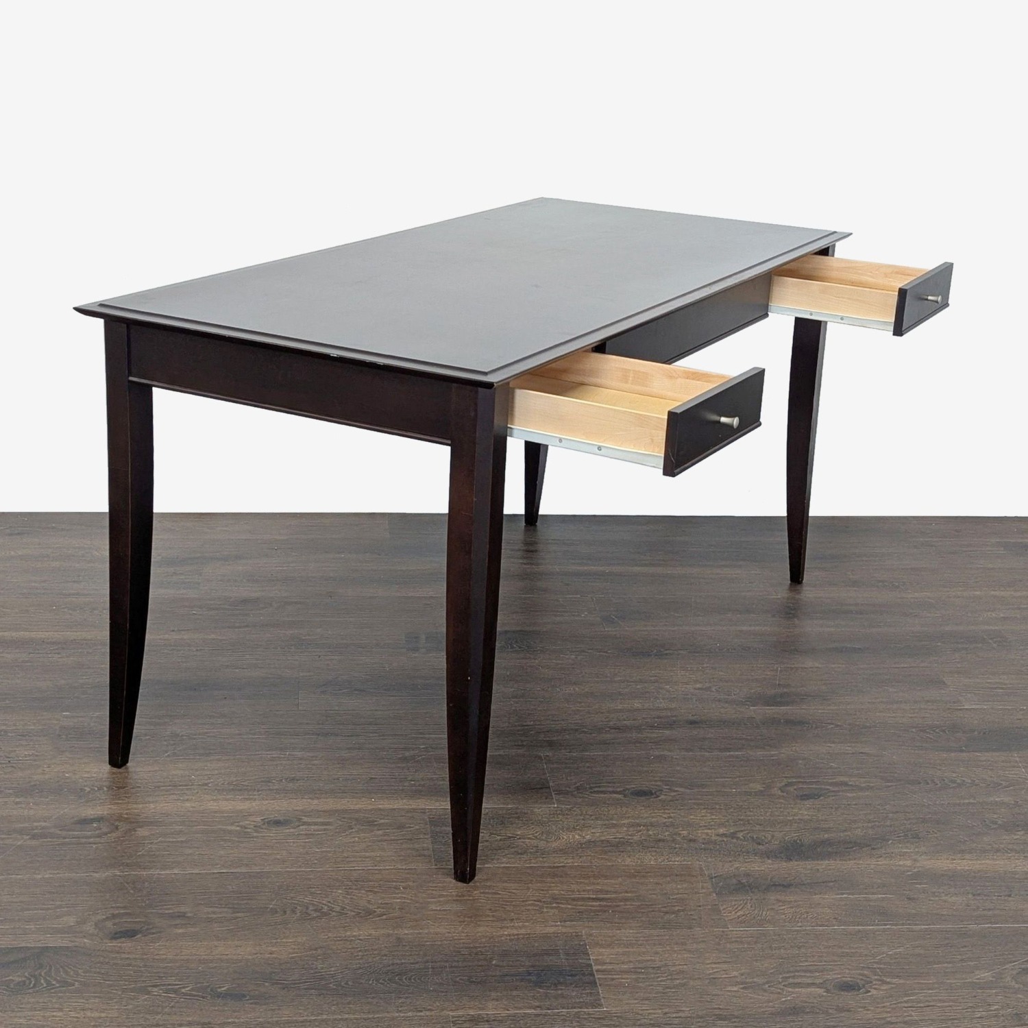 Baronet Dark Wood Desk with Two Drawers - image-3