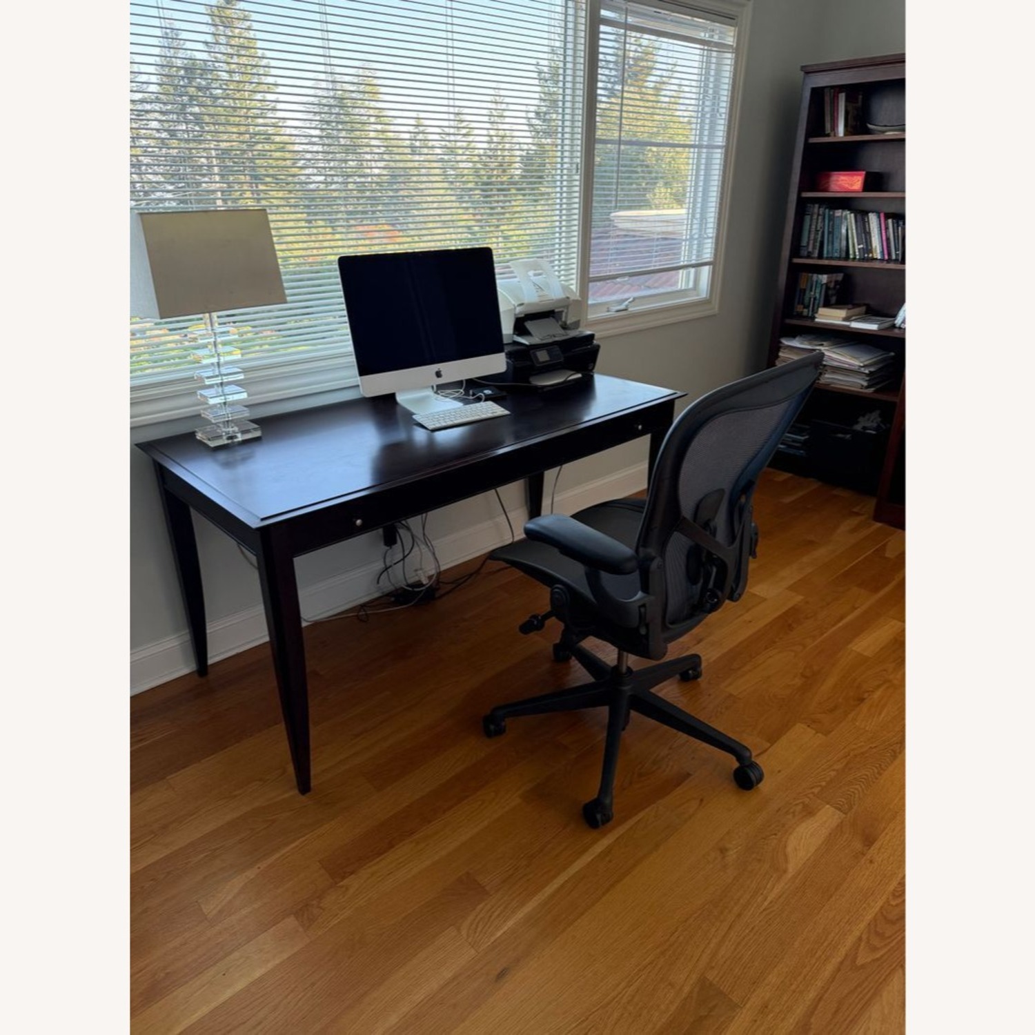 Baronet Dark Wood Desk with Two Drawers - image-1
