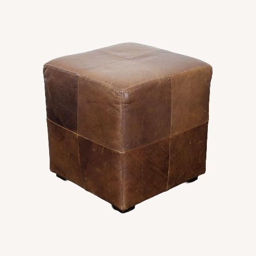 Used Restoration Hardware Leather Ottoman Cube for sale on AptDeco