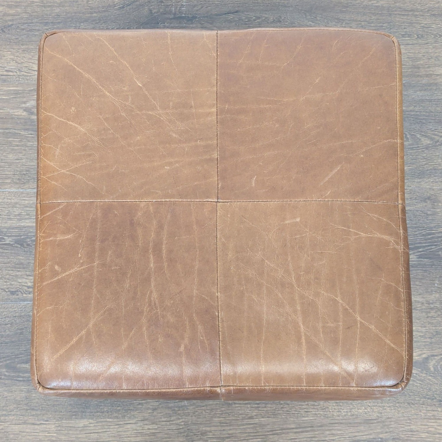 Restoration Hardware Leather Ottoman Cube - image-3