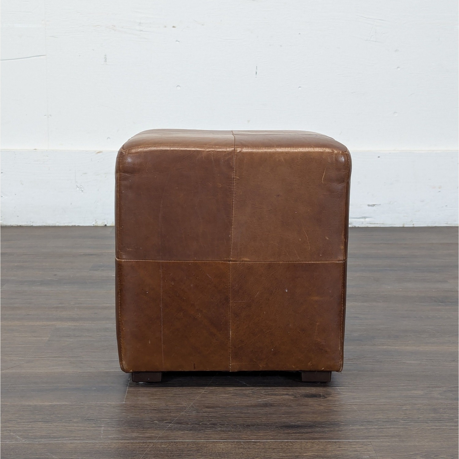 Restoration Hardware Leather Ottoman Cube - image-6