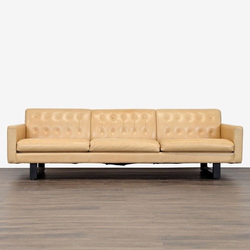 Used Room & Board Wells 3-Seat Tan Leather Sofa for sale on AptDeco