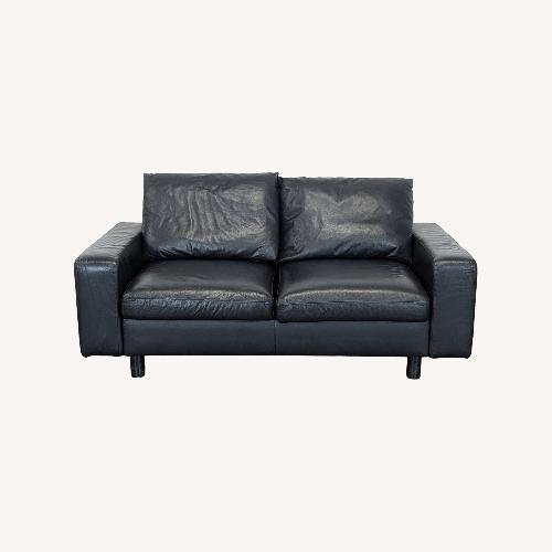 Used Ekornes Batick Stressless Black Leather Loveseat  for sale on AptDeco
