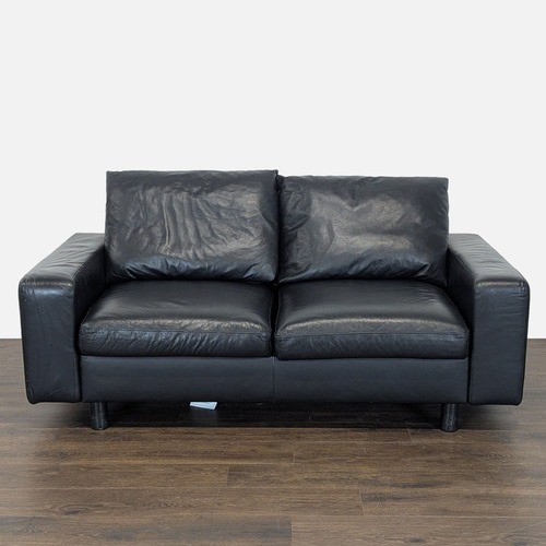 Used Ekornes Batick Stressless Black Leather Loveseat  for sale on AptDeco