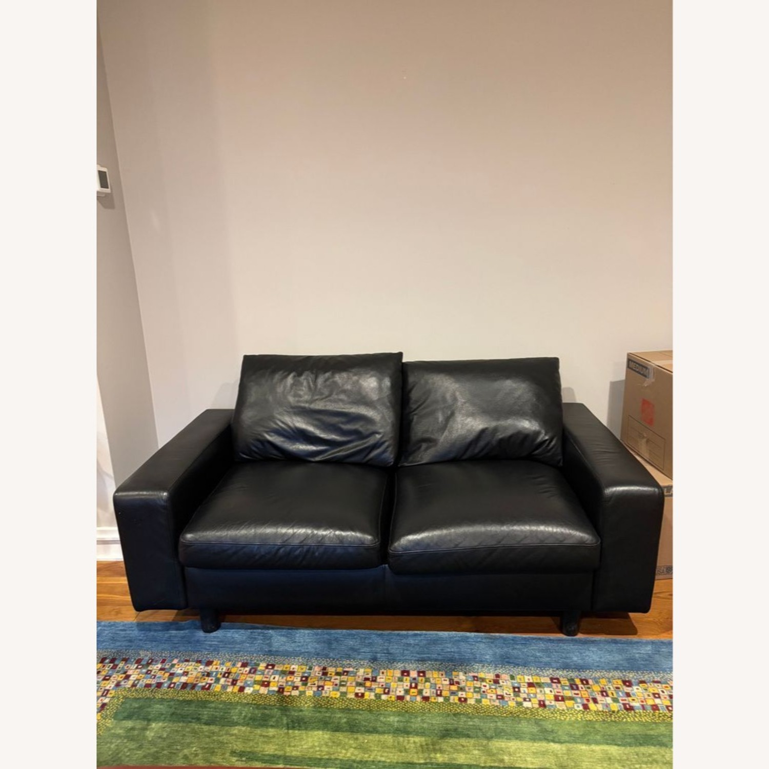 Ekornes Batick Stressless Black Leather Loveseat  - image-1