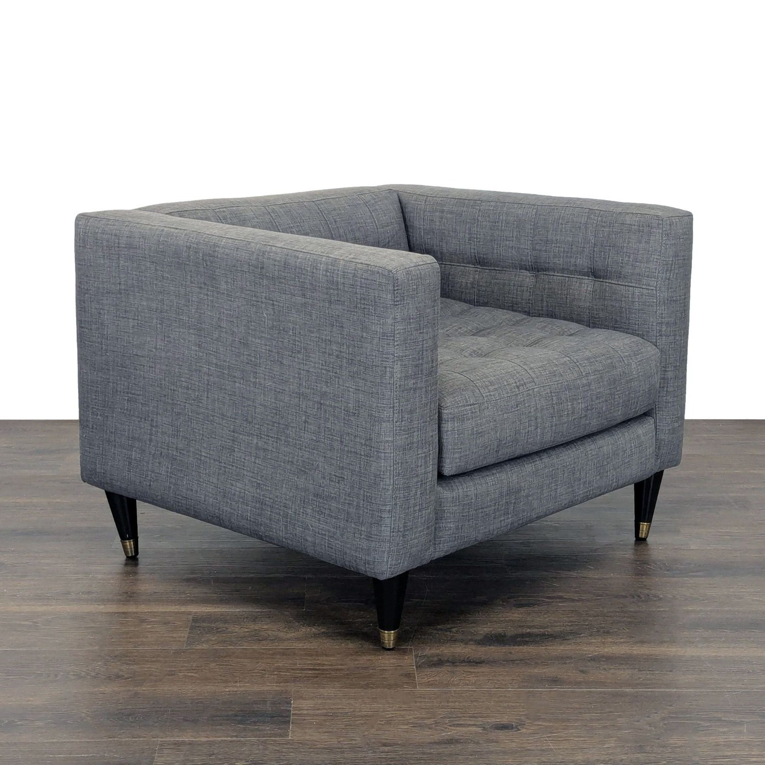 Modern Gray Tufted Lounge Chair with Deep Cushion - image-1
