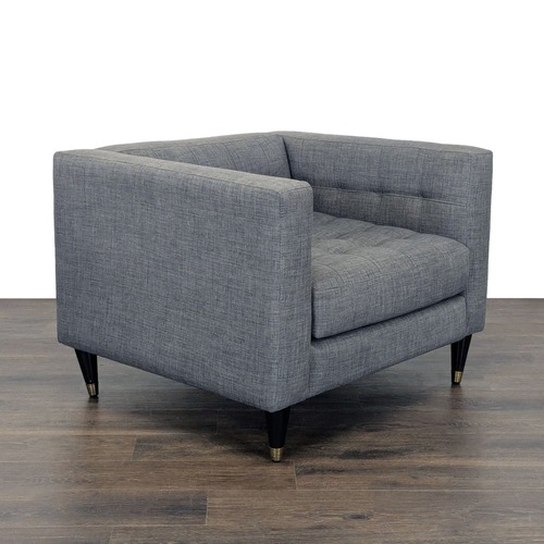 Used Modern Gray Tufted Lounge Chair with Deep Cushion for sale on AptDeco