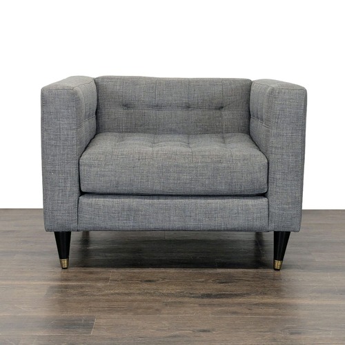 Used Modern Gray Tufted Lounge Chair with Deep Cushion for sale on AptDeco