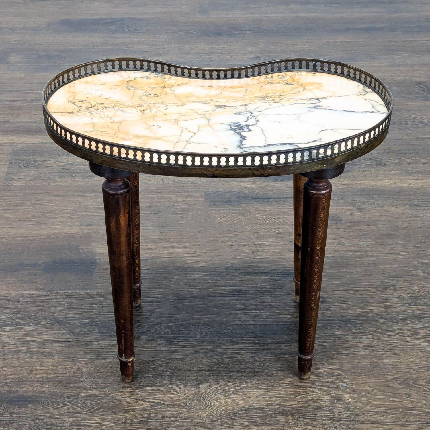 Vintage Kidney Shape Marble Top Side Table - image-11