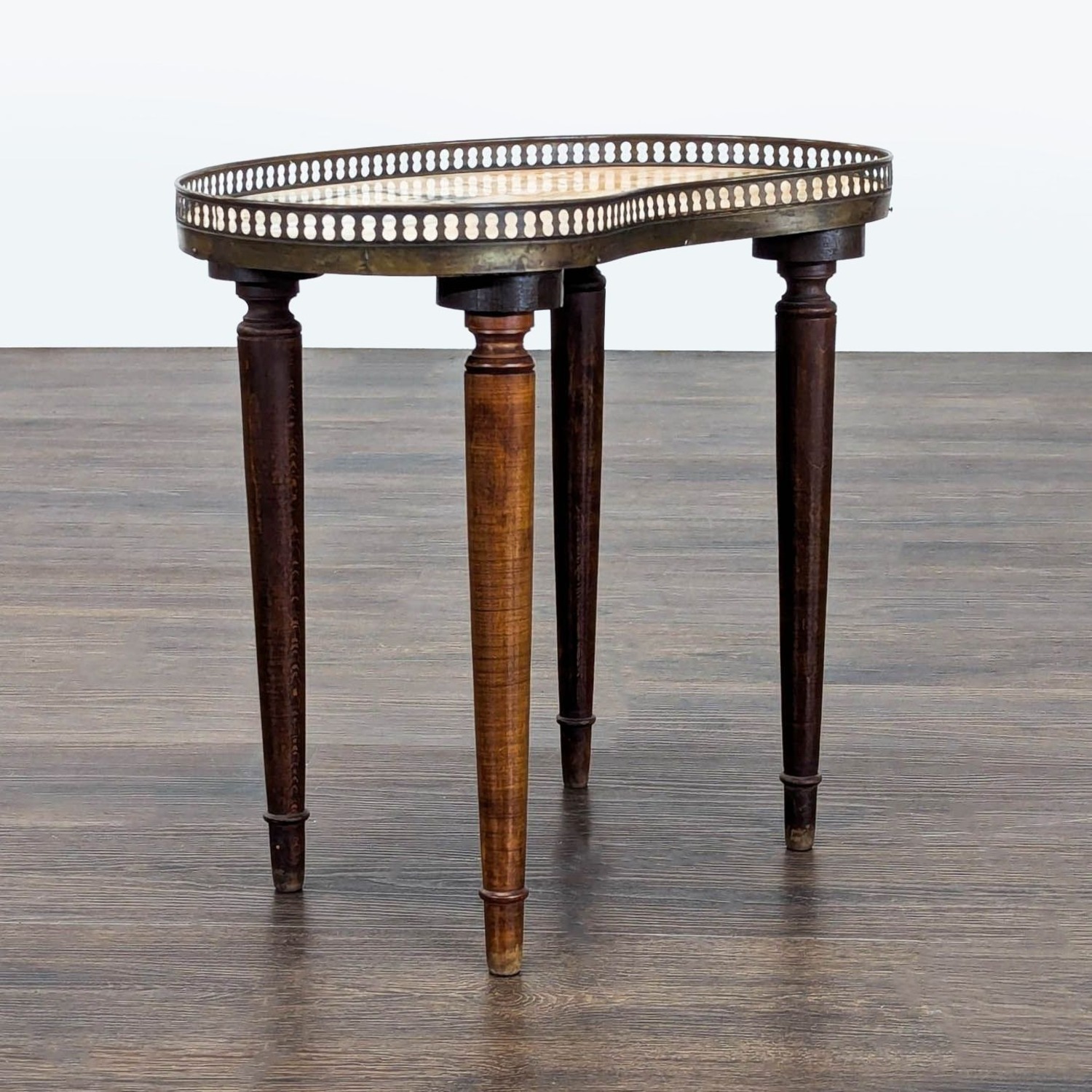 Vintage Kidney Shape Marble Top Side Table - image-3