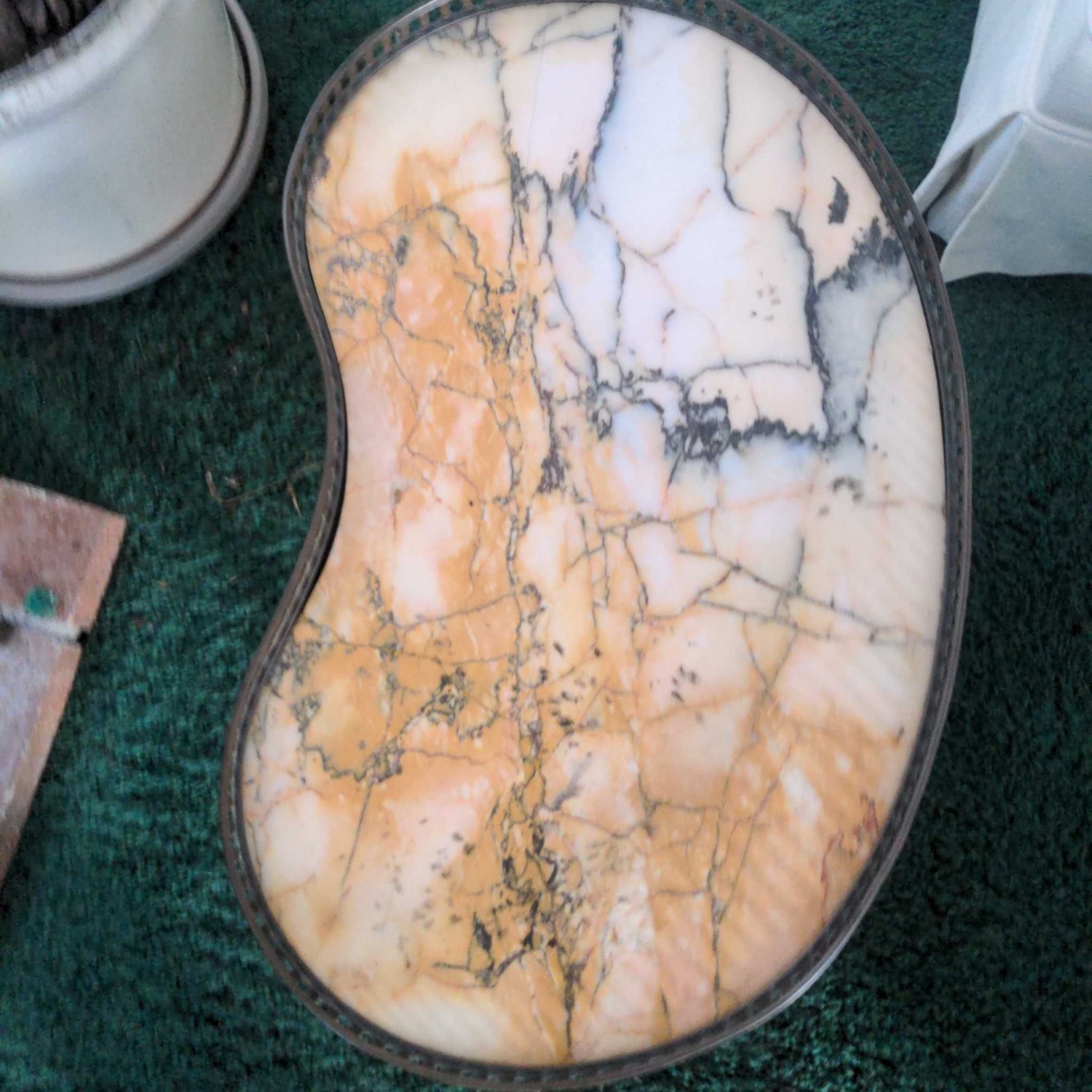 Vintage Kidney Shape Marble Top Side Table - image-9