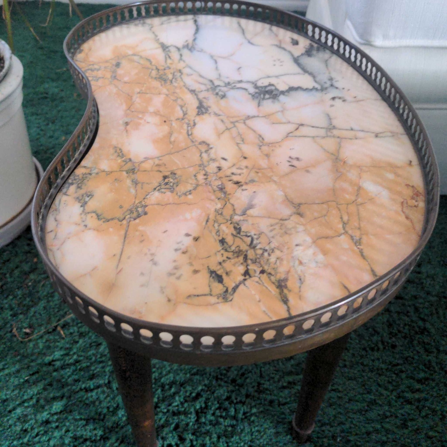 Vintage Kidney Shape Marble Top Side Table - image-8