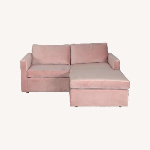 Used Modern Pink Velvet Sectional Sofa  for sale on AptDeco
