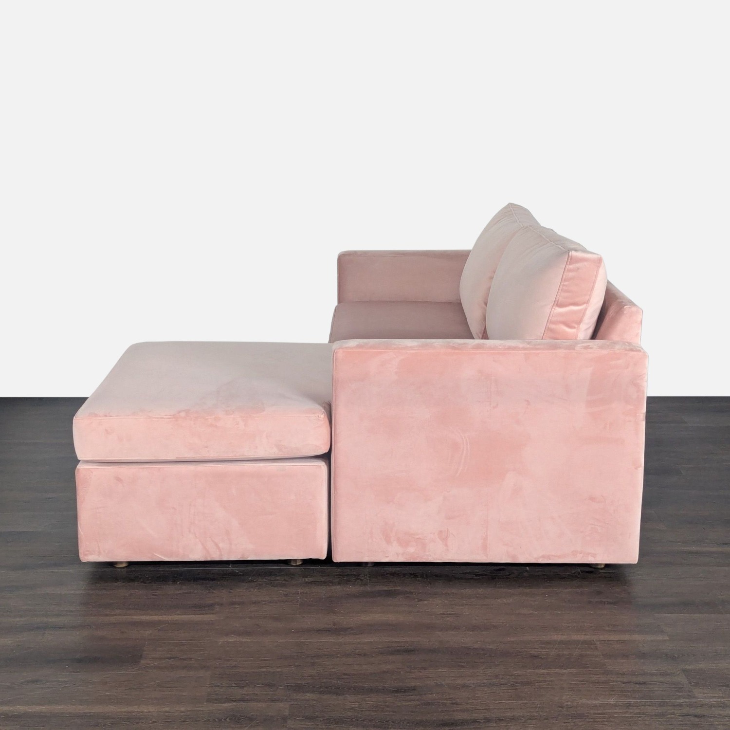 Modern Pink Velvet Sectional Sofa  - image-4