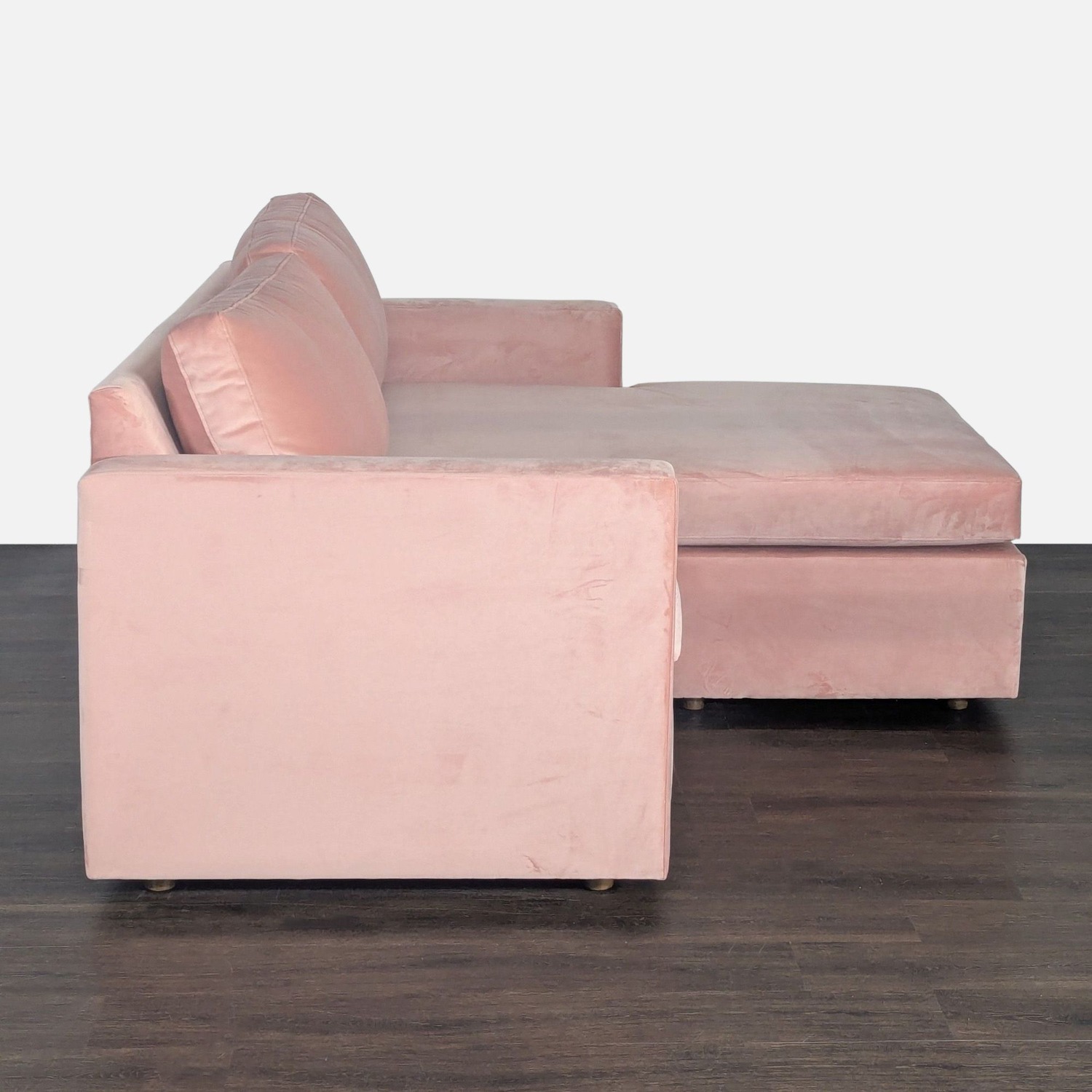 Modern Pink Velvet Sectional Sofa  - image-2