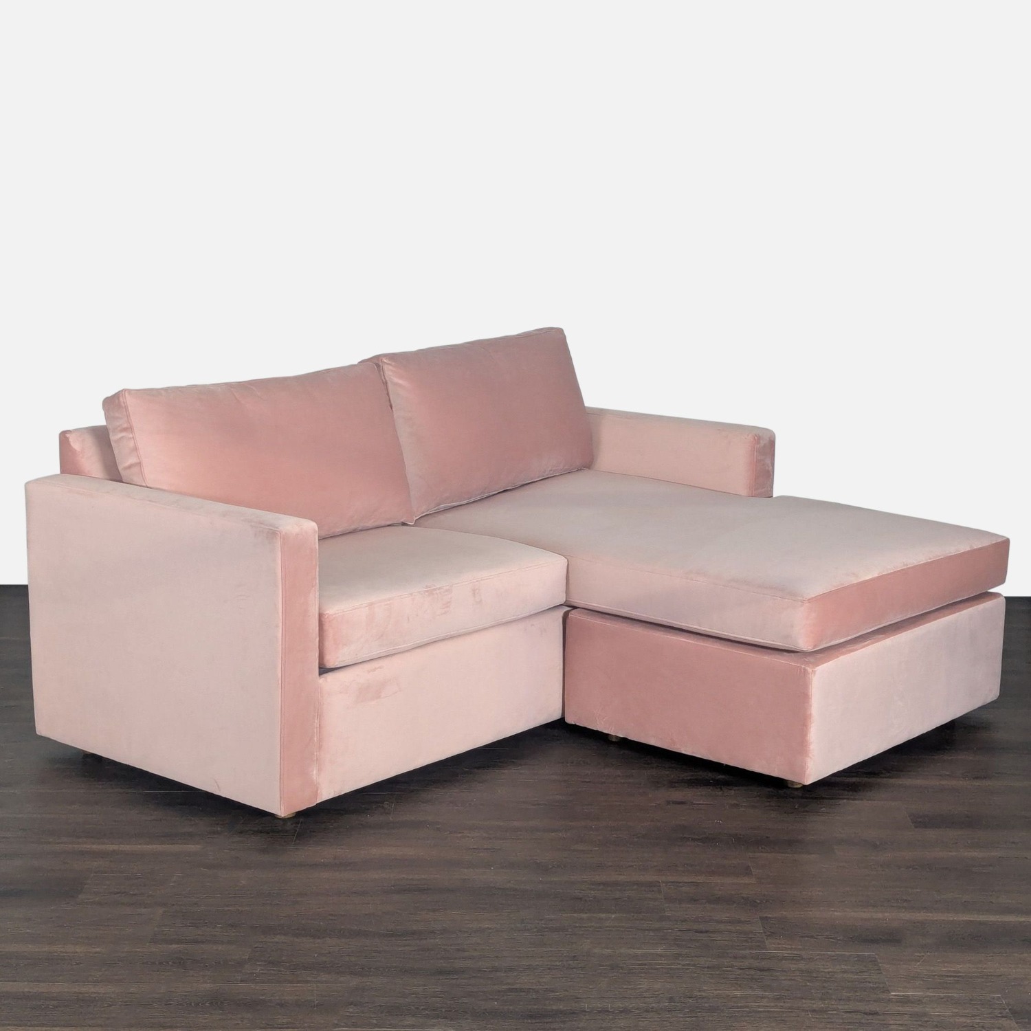 Modern Pink Velvet Sectional Sofa  - image-1