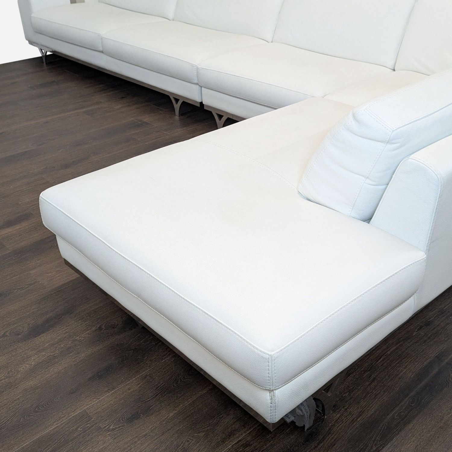 Roche Bobois White Italian Leather Sectional Sofa - image-6