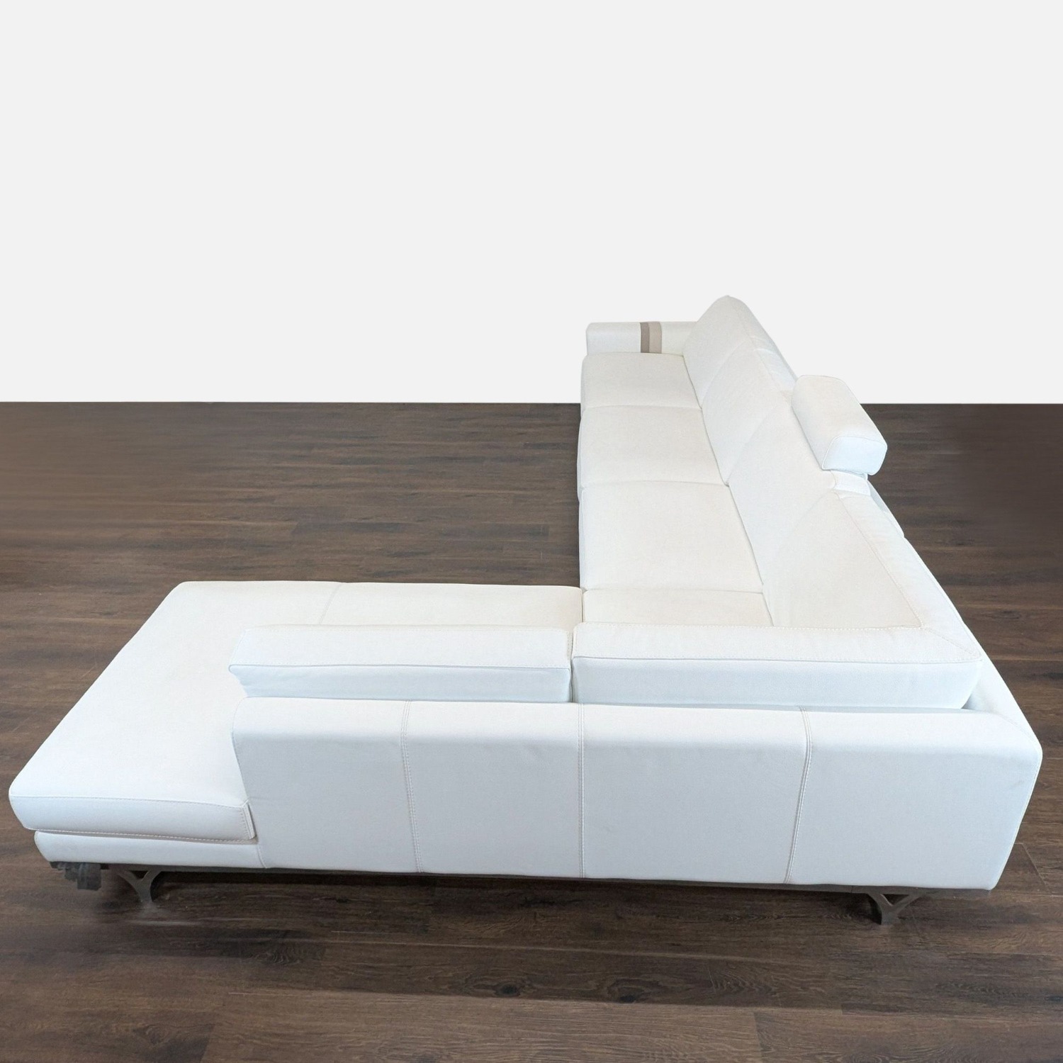 Roche Bobois White Italian Leather Sectional Sofa - image-2