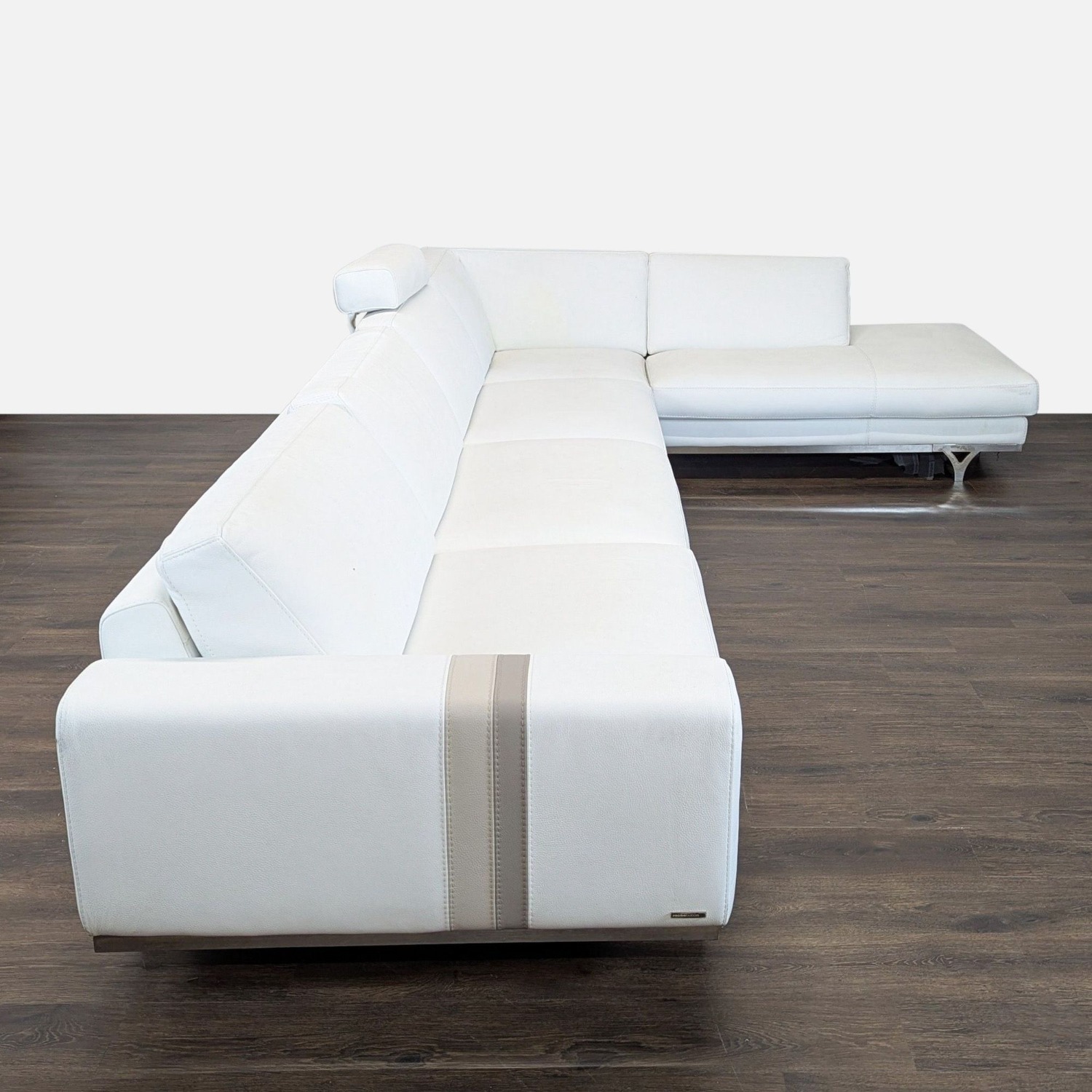 Roche Bobois White Italian Leather Sectional Sofa - image-1