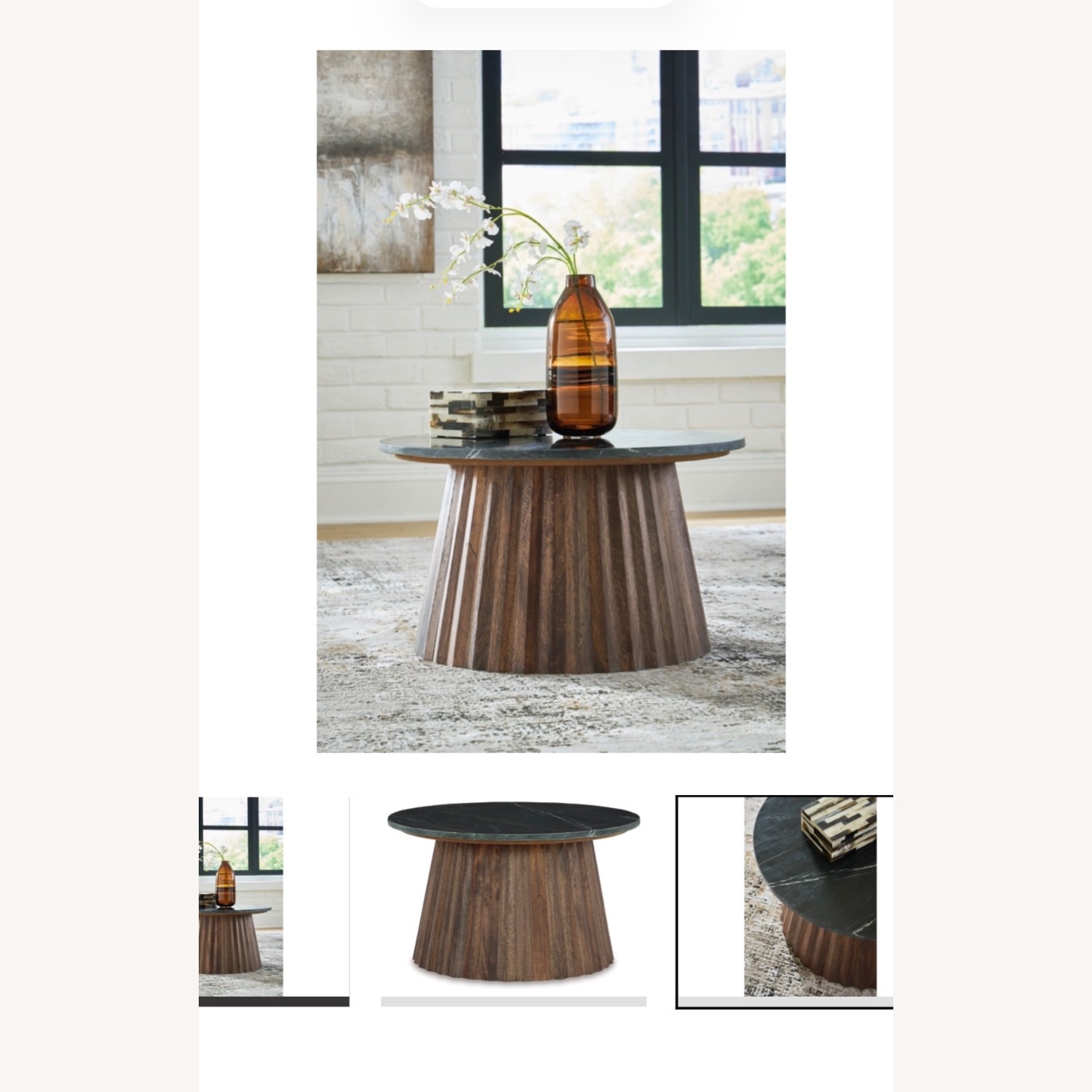 Ashley Furniture Ceilby Black Marble Coffee Table - image-3