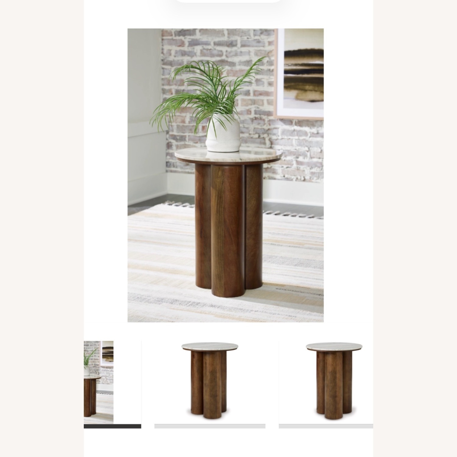 Ashley Furniture Dark Brown Marble Side Table - image-4