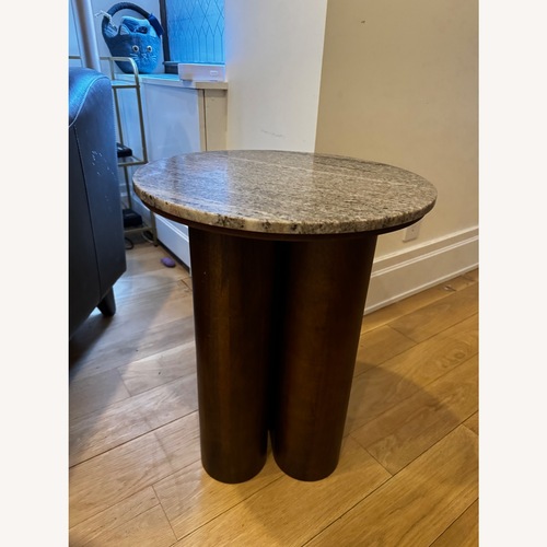 Used Ashley Furniture Dark Brown Marble Side Table for sale on AptDeco