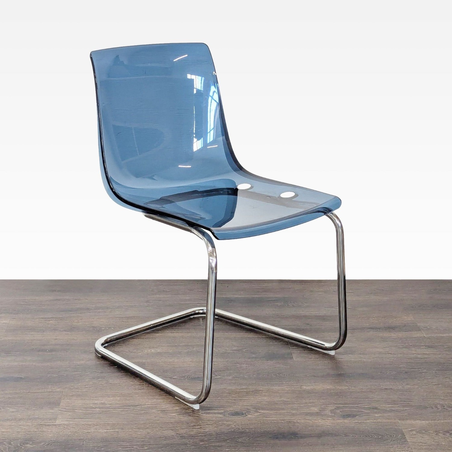 Modern Glass Dining Set with 4 Blue Chairs   - image-10