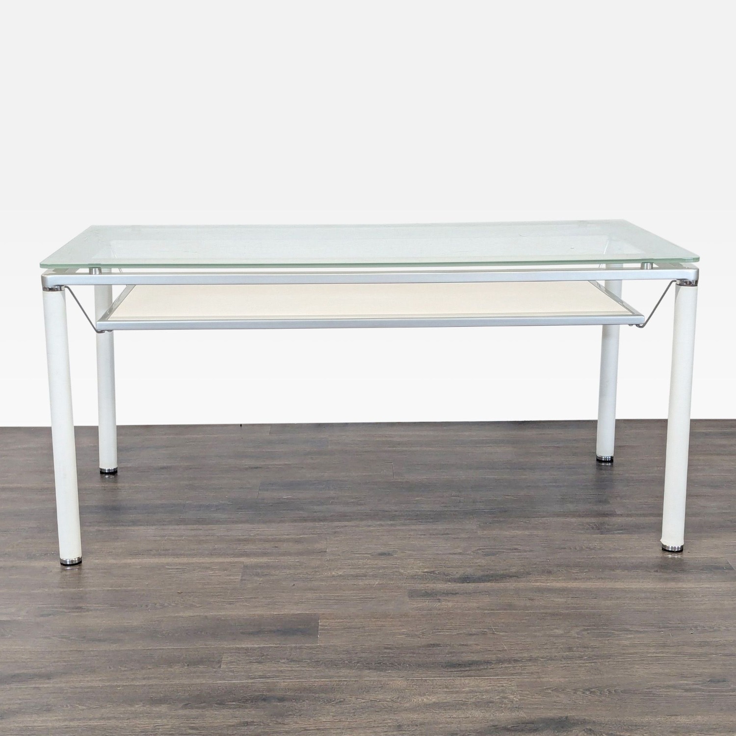 Modern Glass Dining Set with 4 Blue Chairs   - image-2