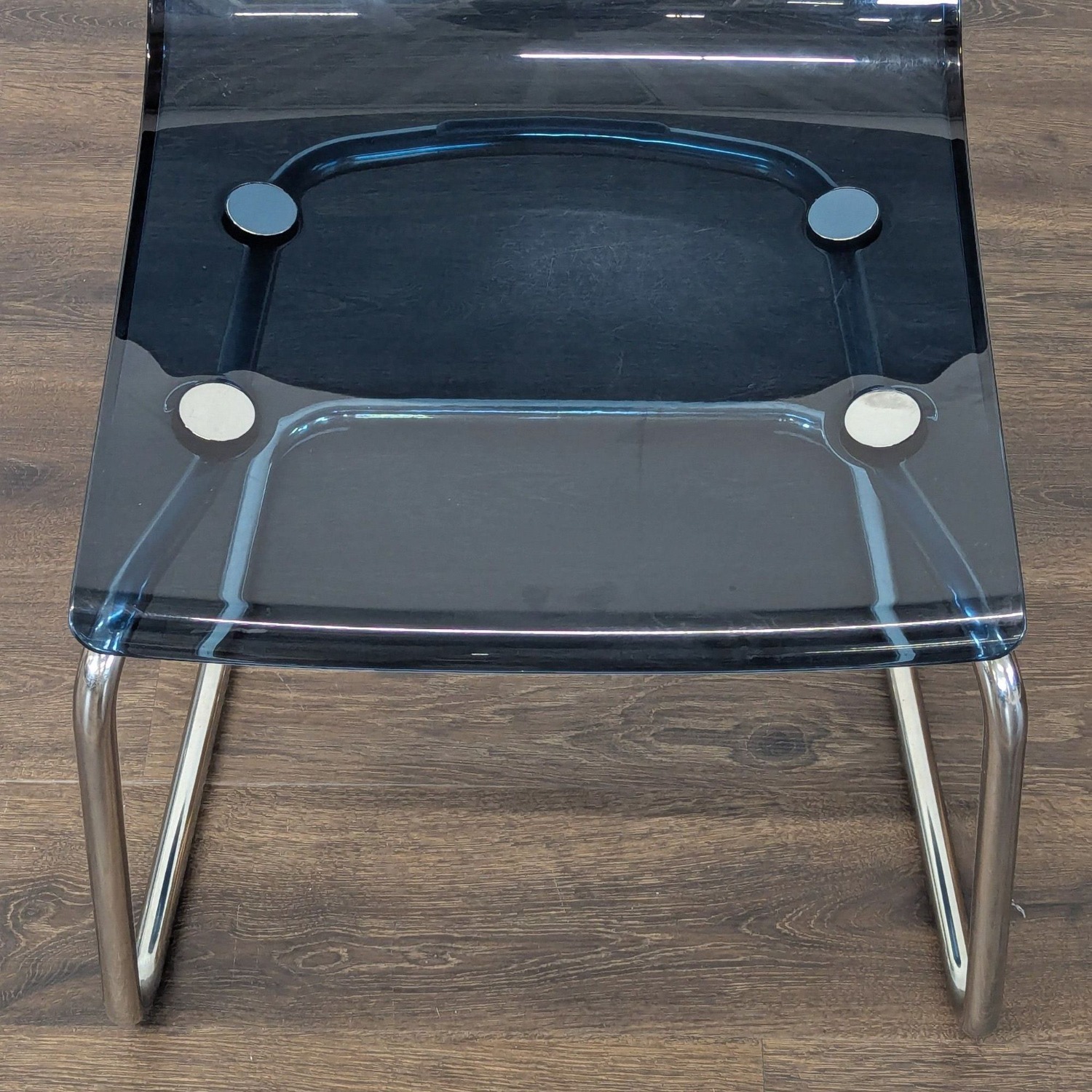 Modern Glass Dining Set with 4 Blue Chairs   - image-14