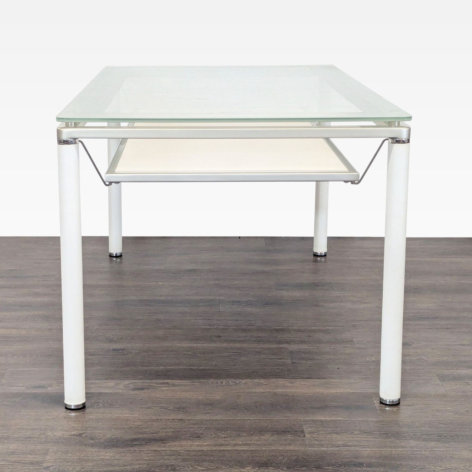 Modern Glass Dining Set with 4 Blue Chairs   - image-4