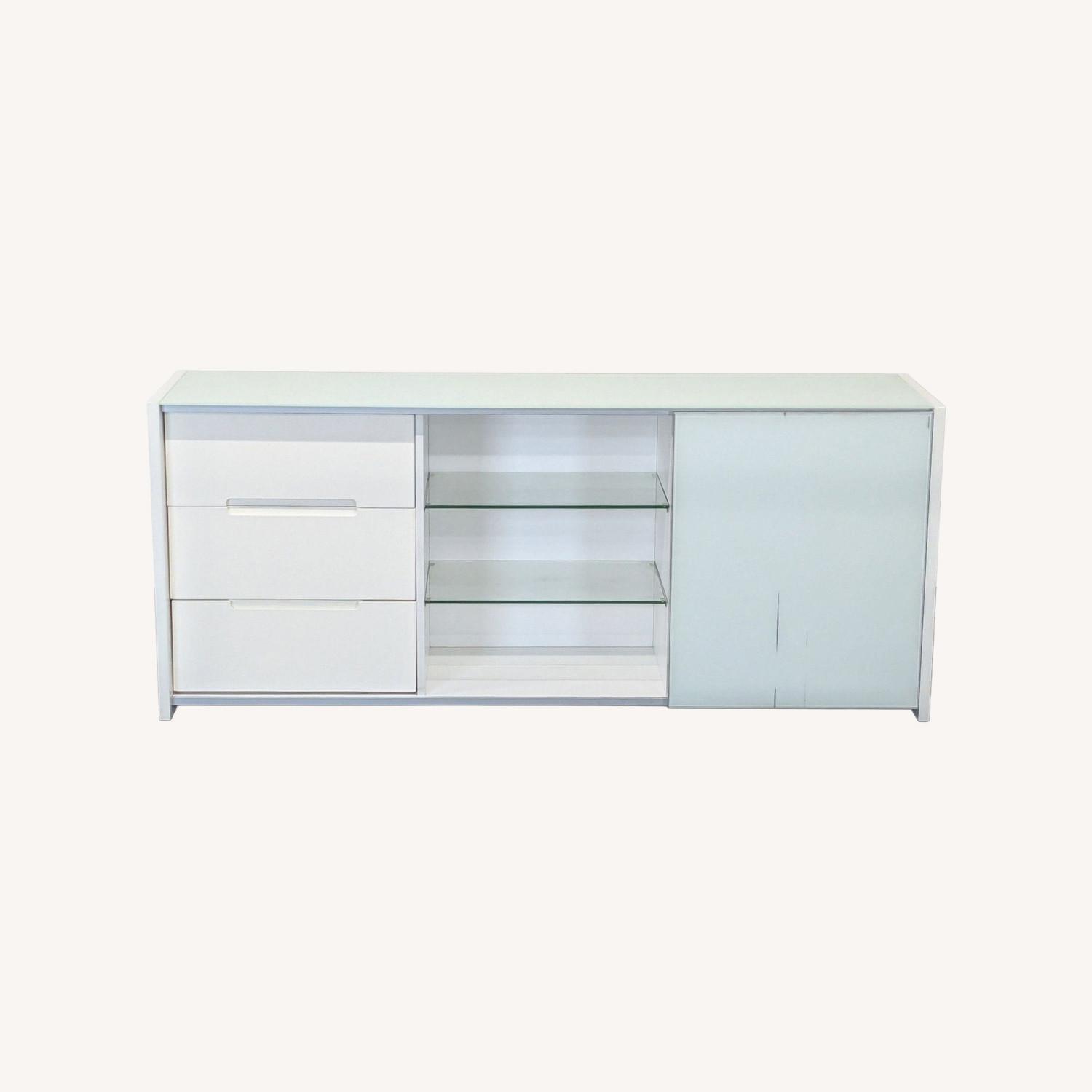 Modern White Dresser with Glass Shelves - image-0