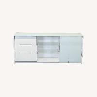 Modern White Dresser with Glass Shelves 