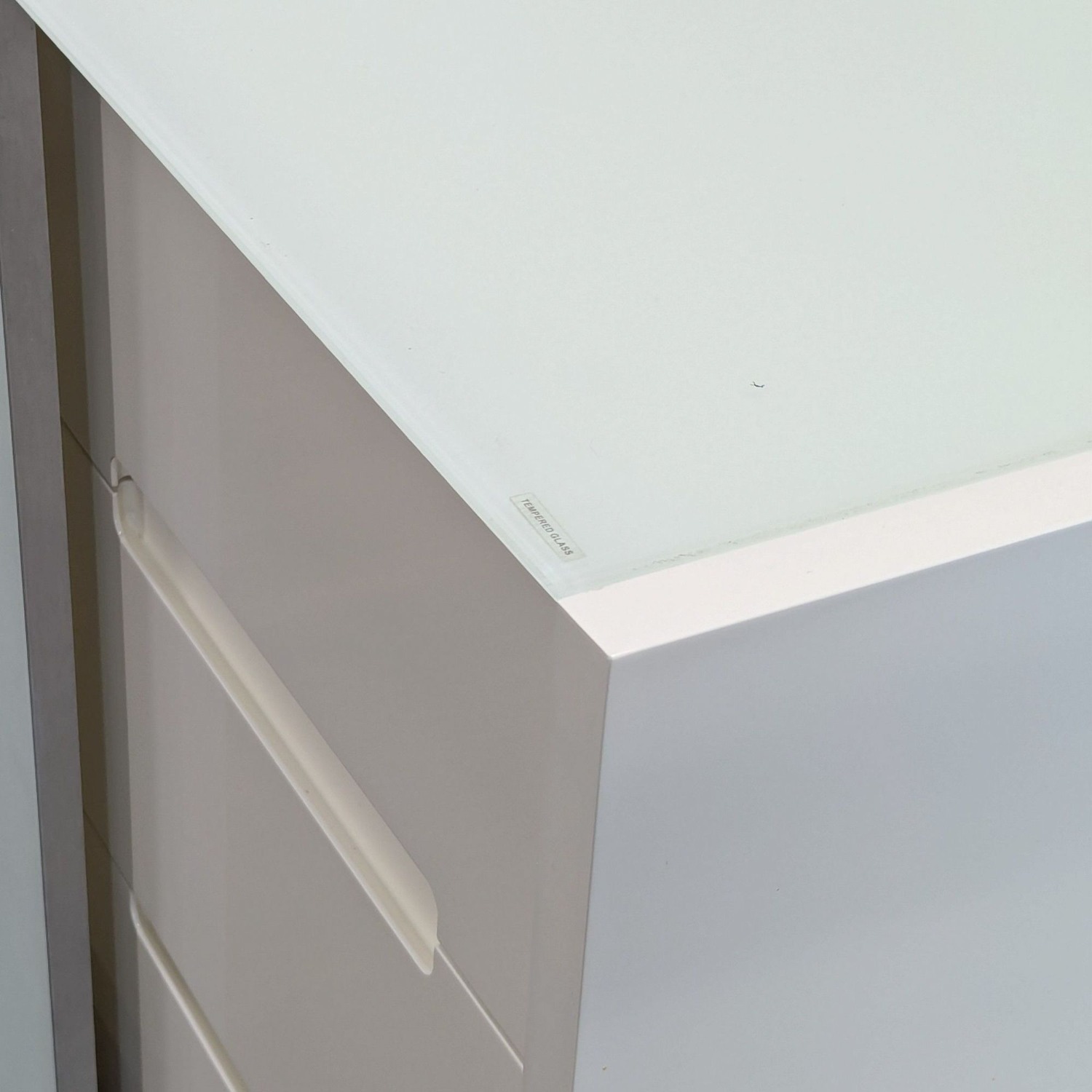 Modern White Dresser with Glass Shelves  - image-7