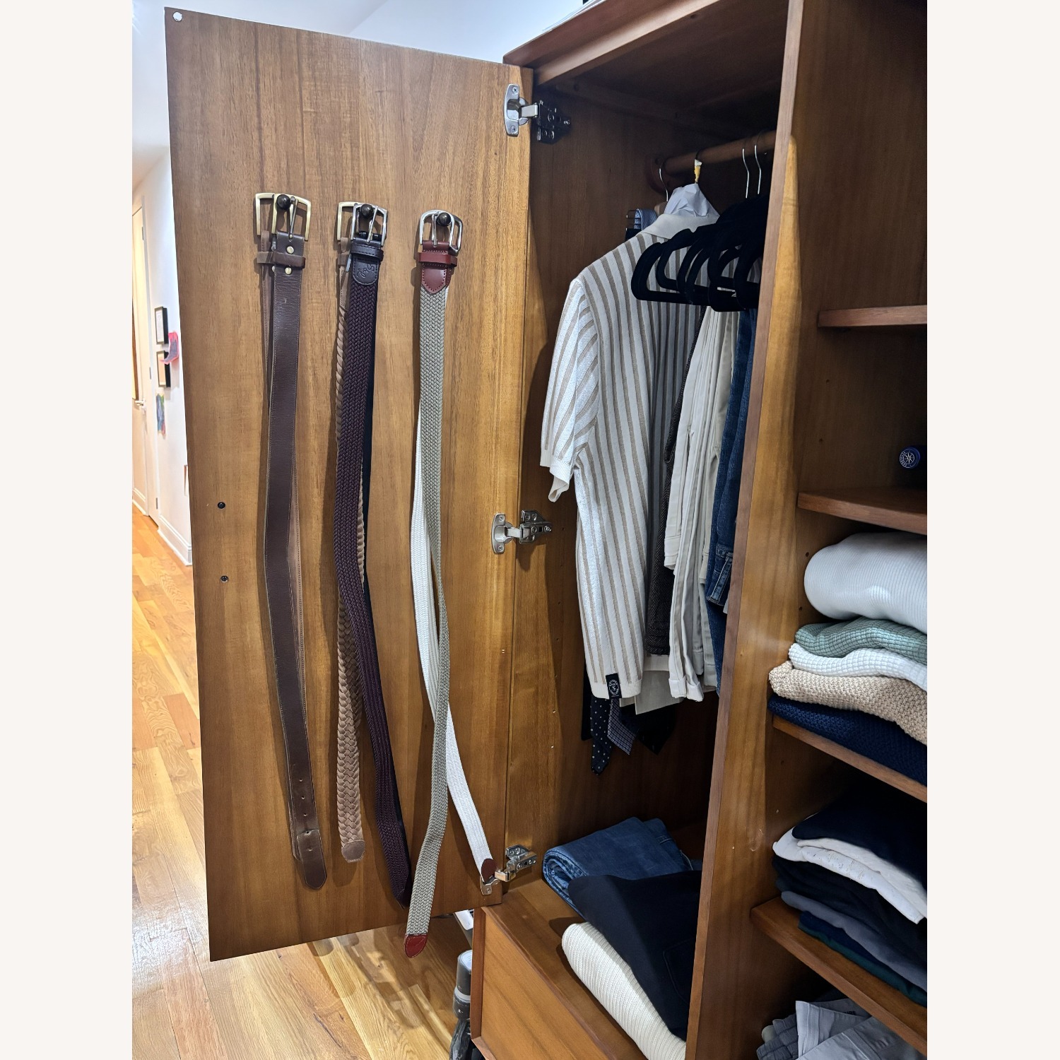 West Elm Mid-century Modern Natural Wood Armoire - image-4