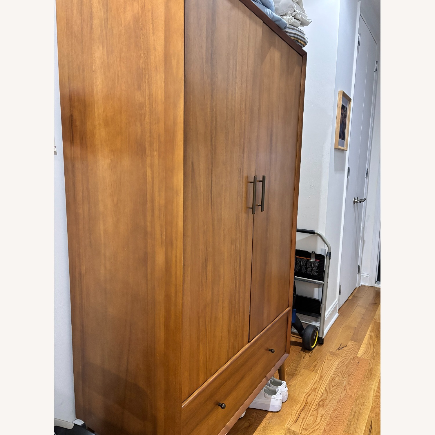 West Elm Mid-century Modern Natural Wood Armoire - image-2