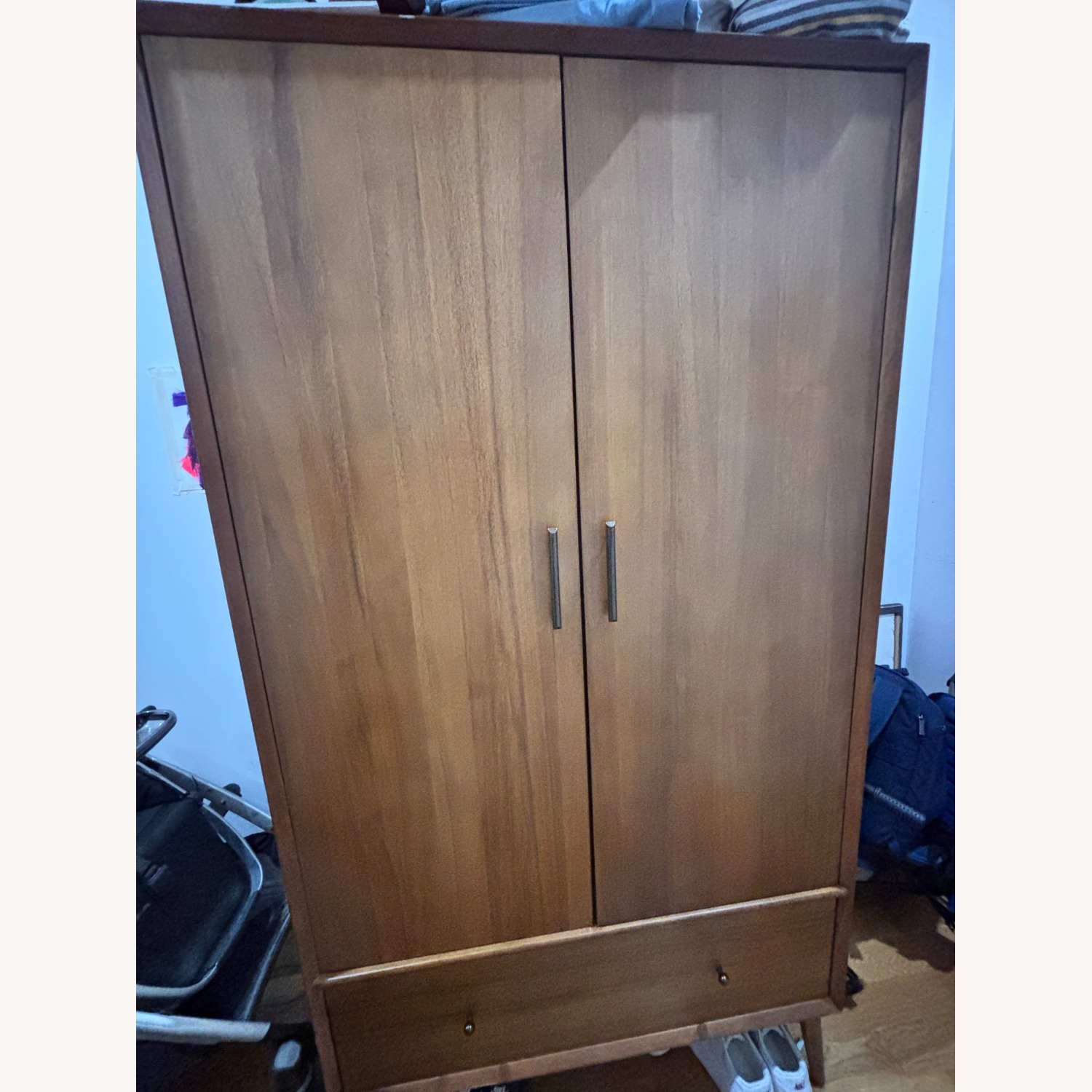 West Elm Mid-century Modern Natural Wood Armoire - image-3