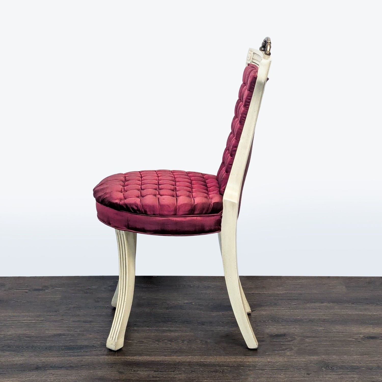 Vintage Lounge Chair with Velvet Upholstery  - image-4