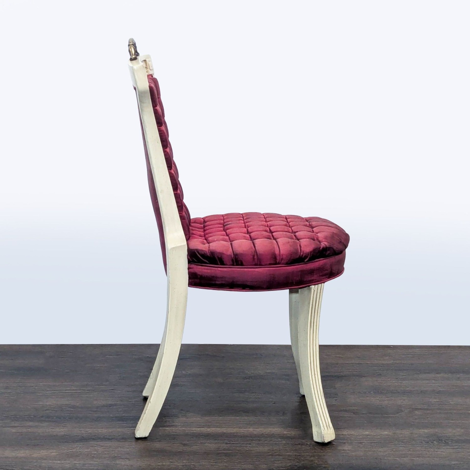 Vintage Lounge Chair with Velvet Upholstery  - image-2