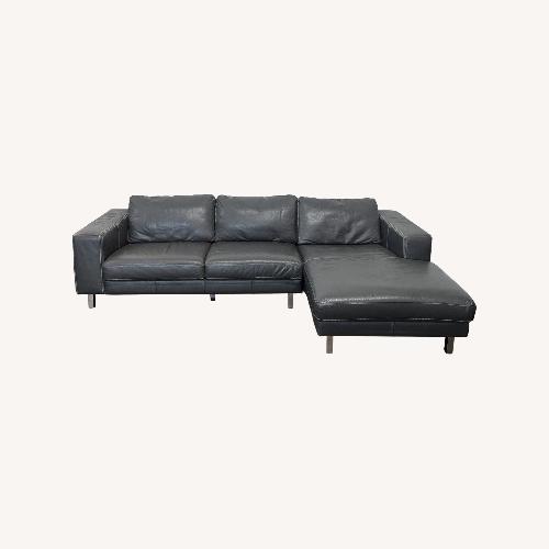 Used Modern Leather Sectional Sofa with Chaise Lounge	 for sale on AptDeco